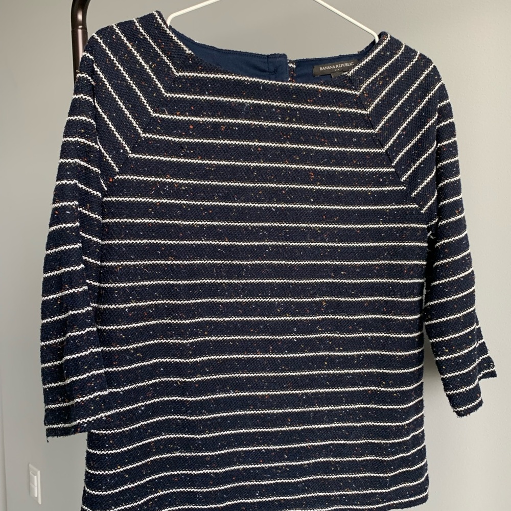 Banana Republic Striped Woven 3/4 Length Sleeve Sweater